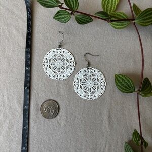 Boho White Filigree Dangle Earrings